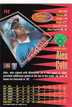 1994 Sportflics 2000 Rookie & Traded #142 Alex Cole Back
