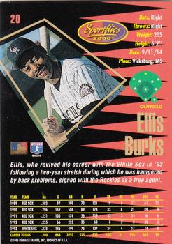 1994 Sportflics 2000 Rookie & Traded #20 Ellis Burks Back