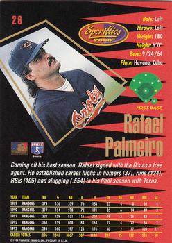 1994 Sportflics 2000 Rookie & Traded #26 Rafael Palmeiro Back