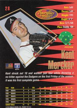 1994 Sportflics 2000 Rookie & Traded #28 Kent Mercker Back