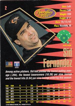 1994 Sportflics 2000 Rookie & Traded #2 Sid Fernandez Back