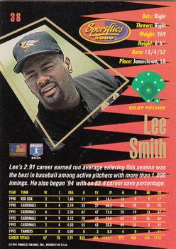 1994 Sportflics 2000 Rookie & Traded #38 Lee Smith Back