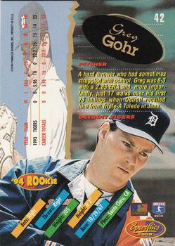 1994 Sportflics 2000 Rookie & Traded #42 Greg Gohr Back