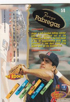 1994 Sportflics 2000 Rookie & Traded #58 Jorge Fabregas Back