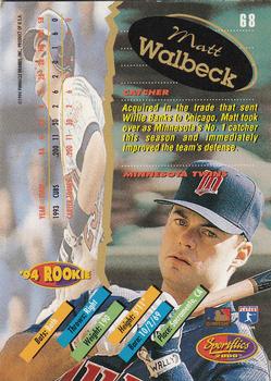 1994 Sportflics 2000 Rookie & Traded #68 Matt Walbeck Back