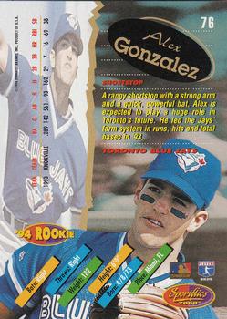 1994 Sportflics 2000 Rookie & Traded #76 Alex Gonzalez Back