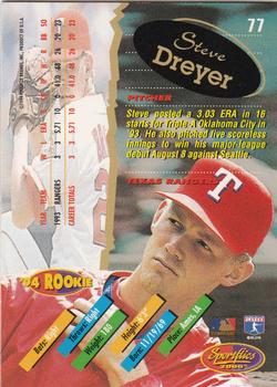 1994 Sportflics 2000 Rookie & Traded #77 Steve Dreyer Back