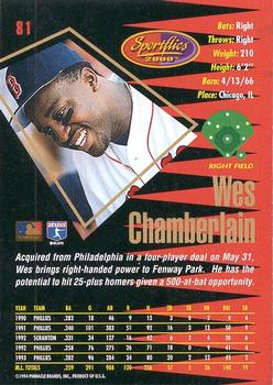 1994 Sportflics 2000 Rookie & Traded #81 Wes Chamberlain Back
