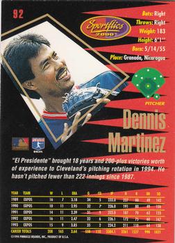 1994 Sportflics 2000 Rookie & Traded #92 Dennis Martinez Back