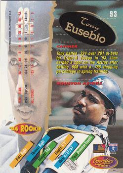 1994 Sportflics 2000 Rookie & Traded #93 Tony Eusebio Back