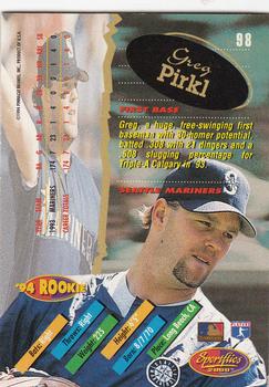 1994 Sportflics 2000 Rookie & Traded #98 Greg Pirkl Back