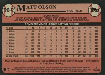 2024 Topps - 1989 Topps Baseball 35th Anniversary Chrome (Series One) #T89C-72 Matt Olson Back