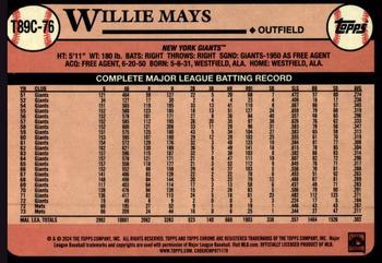 2024 Topps - 1989 Topps Baseball 35th Anniversary Chrome (Series One) #T89C-76 Willie Mays Back