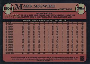 2024 Topps - 1989 Topps Baseball 35th Anniversary Chrome Blue (Series One) #T89C-99 Mark McGwire Back