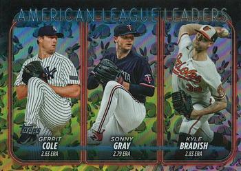 2024 Topps - Holiday Rabbits #324 American League Leaders ERA (Gerrit Cole / Sonny Gray / Kyle Bradish) Front