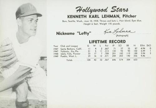 1950 Fan Pix Hollywood Stars #NNO Ken Lehman Front