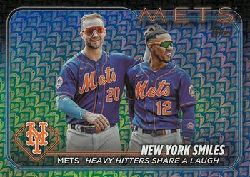 2024 Topps - Holiday #38 New York Smiles: Mets Heavy Hitters Share a Laugh Front