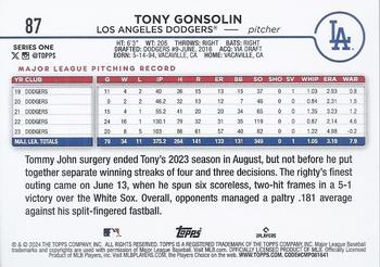 2024 Topps - Holiday #87 Tony Gonsolin Back