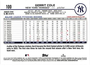 2024 Topps - Holiday #100 Gerrit Cole Back