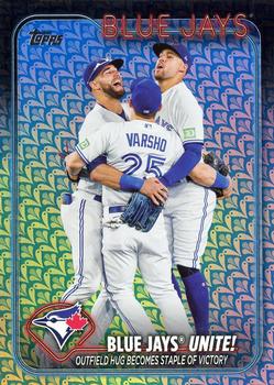 2024 Topps - Holiday #167 Blue Jays Unite!: Outfield Hug Becomes Staple of Victory Front