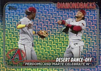 2024 Topps - Holiday #190 Desert Dance-Off: Perdomo and Marte Celebrate W Front