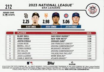 2024 Topps - Holiday #212 National League Leaders ERA (Blake Snell / Kodai Senga / Justin Steele) Back