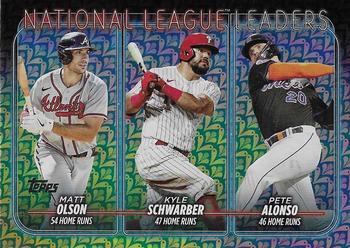2024 Topps - Holiday #260 National League Leaders Home Runs (Matt Olson / Kyle Schwarber / Pete Alonso) Front