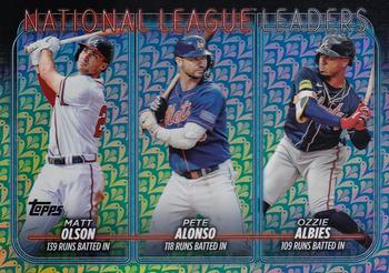 2024 Topps - Holiday #293 National League Leaders Runs Batted In (Matt Olson / Pete Alonso / Ozzie Albies) Front