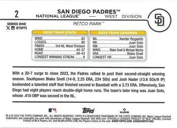 2024 Topps - Royal Blue #2 San Diego Padres Back