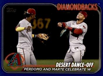 2024 Topps - Royal Blue #190 Desert Dance-Off: Perdomo and Marte Celebrate W Front
