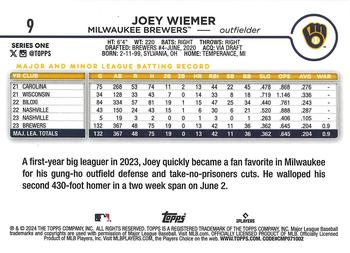 2024 Topps - Yellow #9 Joey Wiemer Back