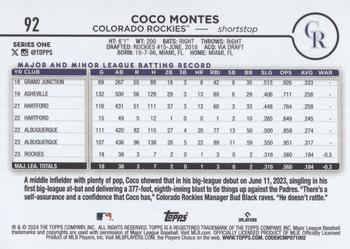 2024 Topps - Yellow #92 Coco Montes Back