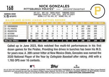 2024 Topps - Yellow #168 Nick Gonzales Back