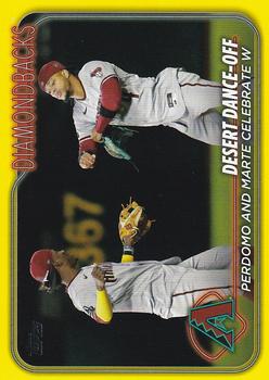 2024 Topps - Yellow #190 Desert Dance-Off: Perdomo and Marte Celebrate W Front