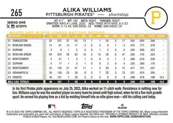 2024 Topps - Yellow #265 Alika Williams Back