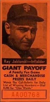 1958 San Francisco Call-Bulletin San Francisco Giants #NNO Ray Jablonski Front
