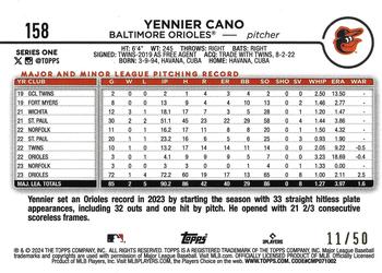 2024 Topps - Yellow Crackle Foil #158 Yennier Cano Back