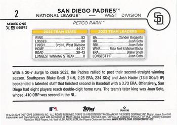 2024 Topps - Aqua #2 San Diego Padres Back
