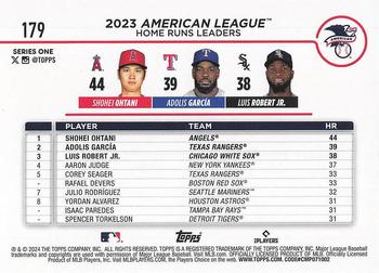 2024 Topps - Aqua #179 American League Leaders Home Runs (Shohei Ohtani / Adolis García / Luis Robert Jr.) Back