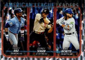 2024 Topps - Silver Crackle Foil #149 American League Leaders Batting Average (Yandy Díaz / Corey Seager / Bo Bichette) Front