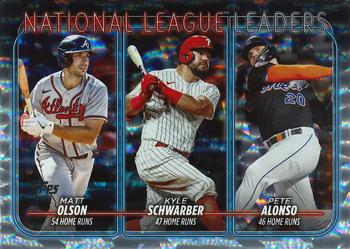 2024 Topps - Silver Crackle Foil #260 National League Leaders Home Runs (Matt Olson / Kyle Schwarber / Pete Alonso) Front