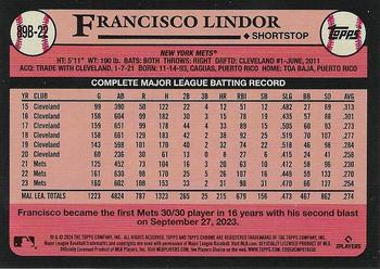 2024 Topps - 1989 Topps Baseball 35th Anniversary Foil #89B-22 Francisco Lindor Back