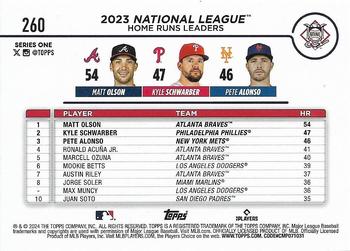 2024 Topps - True Photo Variation #260 National League Leaders Home Runs (Matt Olson / Kyle Schwarber / Pete Alonso) Back
