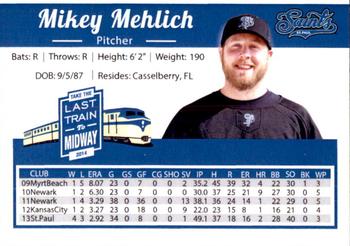 2014 St. Paul Saints #NNO Mikey Mehlich Back