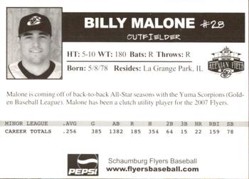 2007 Schaumberg Flyers #NNO Billy Malone Back