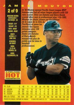 1994 O-Pee-Chee - Hot Prospects No Foil Aftermarket #2 James Mouton Back