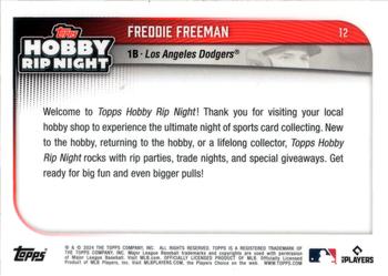 2024 Topps Hobby Rip Night #12 Freddie Freeman Back