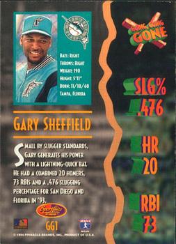 1994 Sportflics 2000 Rookie & Traded - Going, Going, Gone #GG1 Gary Sheffield Back