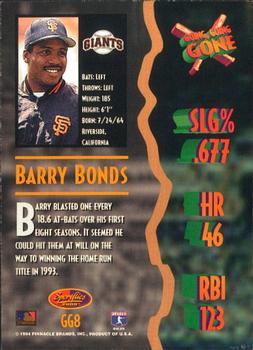 1994 Sportflics 2000 Rookie & Traded - Going, Going, Gone #GG8 Barry Bonds Back