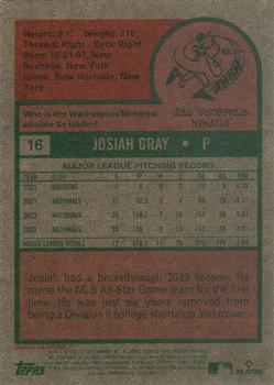 2024 Topps Heritage #16 Josiah Gray Back